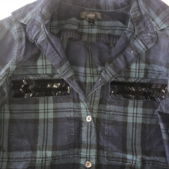 J Crew plaid shirt with chevron embellishment - Picture 3 of 8